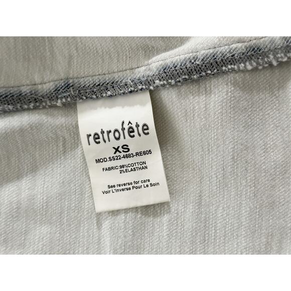 Retrofete NWT Mabel Cloud Blue Denim Padded Shoulder Jean Jacket XS NEW $425 - Picture 6 of 6